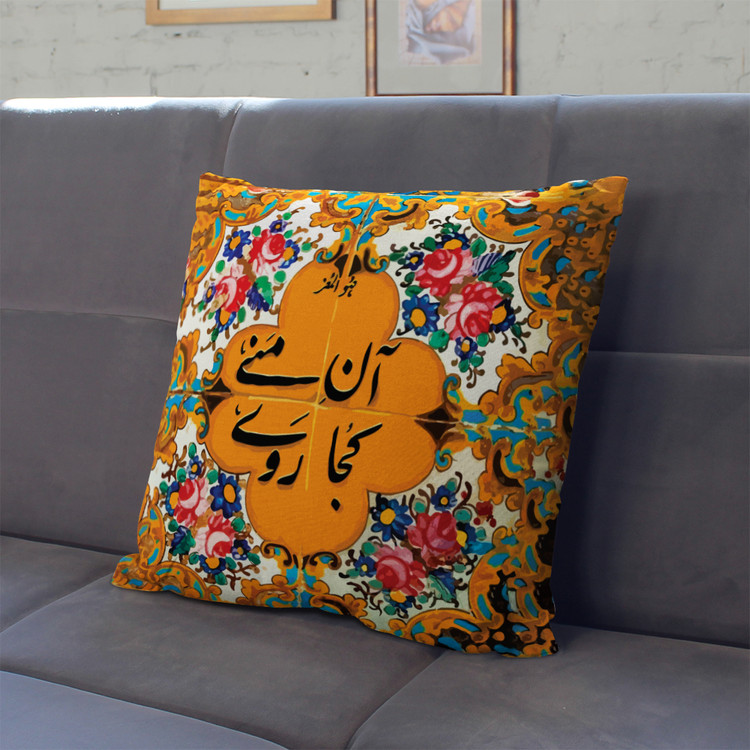 کاورکوسن مخمل لمینت دار با زیپ مخفی ایران خاتون طرح سنتی کد ۱۲ - ۳۵ در ۳۵