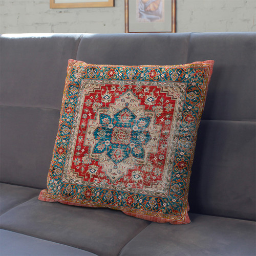 کاورکوسن مخمل لمینت دار با زیپ مخفی ایران خاتون طرح سنتی کد 31