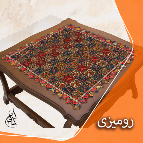 رومیزی مخمل لمینت دار ایران خاتون طرح سنتی کد 82