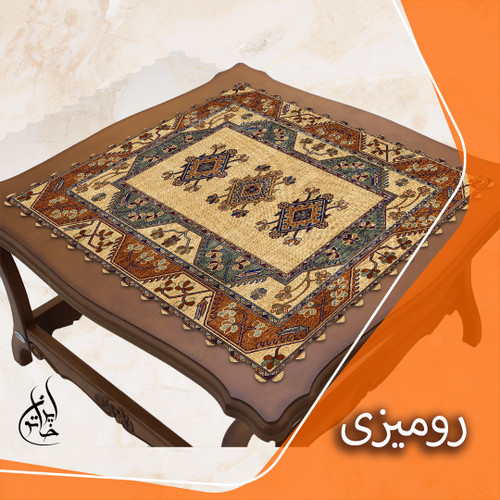 رومیزی مخمل لمینت دار ایران خاتون طرح سنتی کد 83