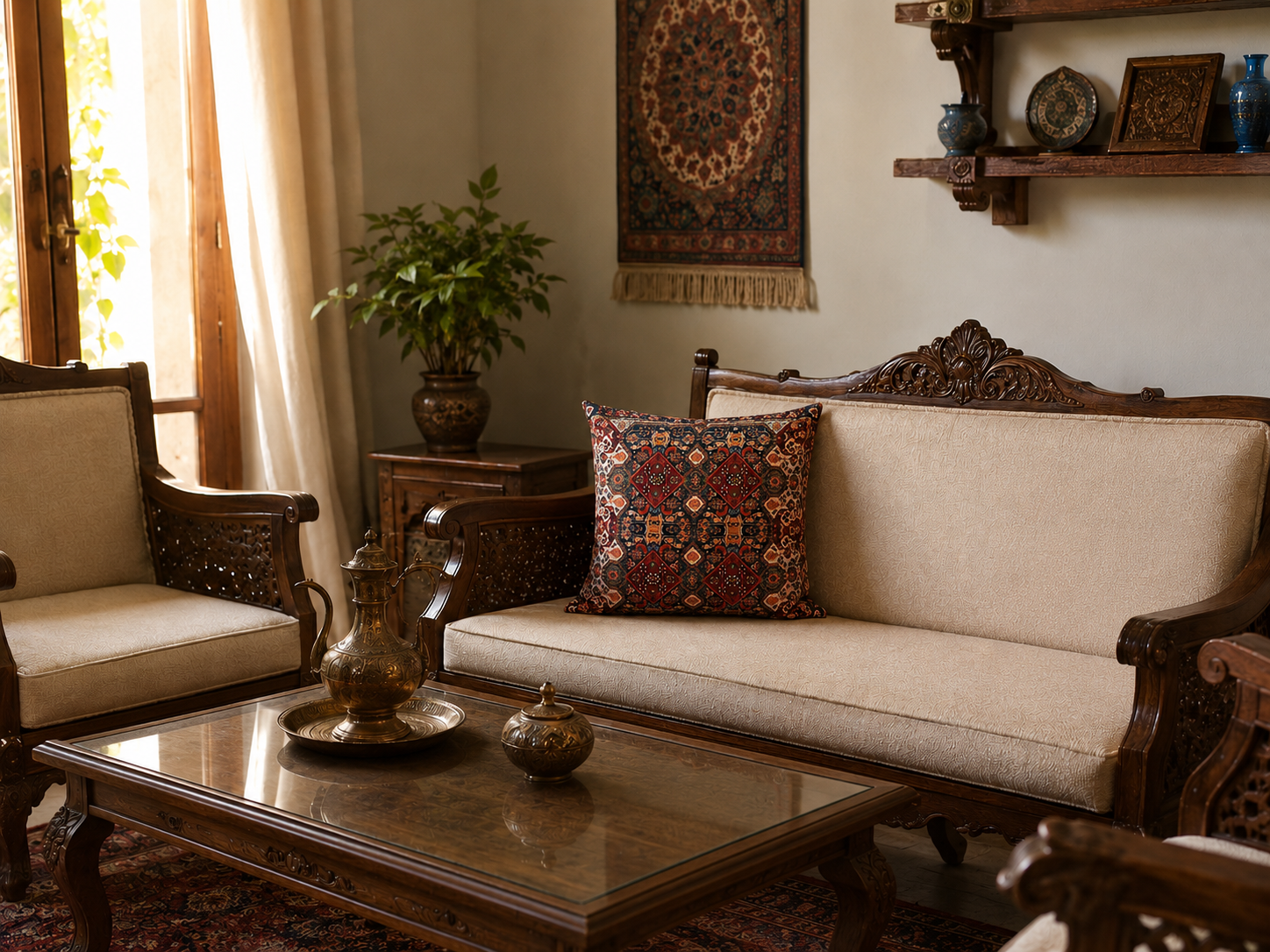 کاورکوسن مخمل لمینت دار با زیپ مخفی ایران خاتون طرح سنتی کد ۱۷