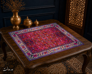 رومیزی مخمل لمینت دار ایران خاتون طرح سنتی کد 90