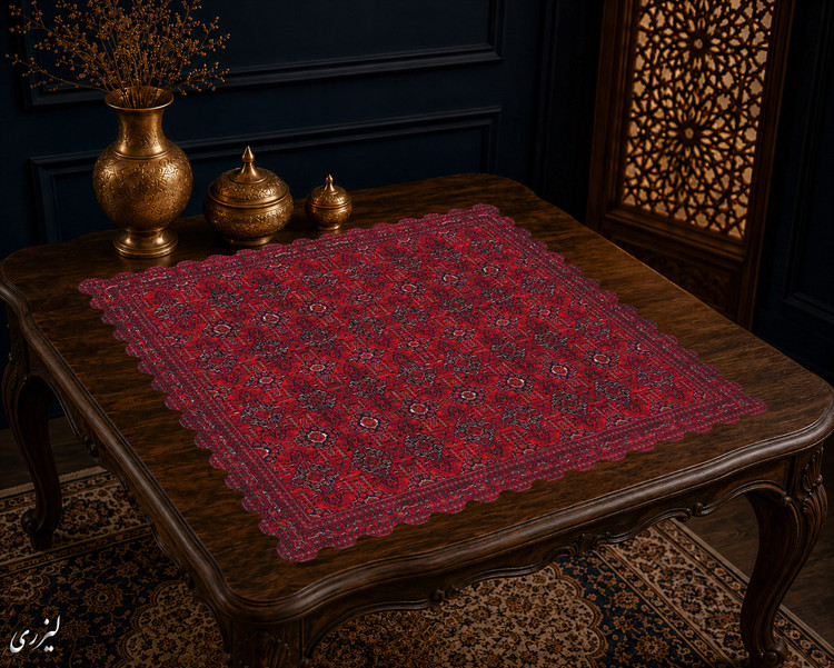 رومیزی مخمل لمینت دار ایران خاتون طرح سنتی کد 81