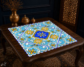 رومیزی مخمل لمینت دار ایران خاتون طرح سنتی کد 76