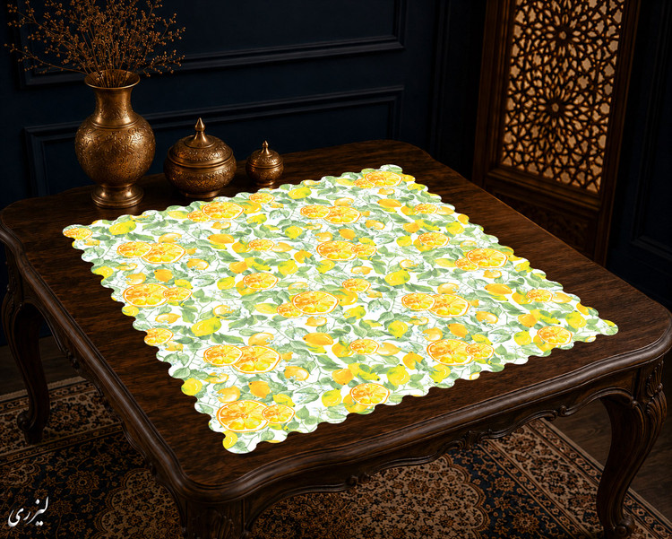 رومیزی مخمل لمینت دار ایران خاتون طرح سنتی کد 74