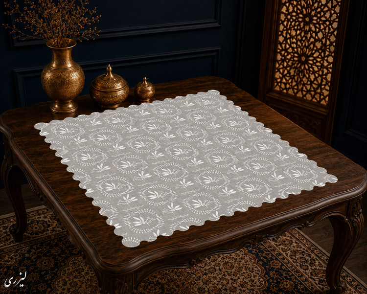 رومیزی مخمل لمینت دار ایران خاتون طرح سنتی کد 73