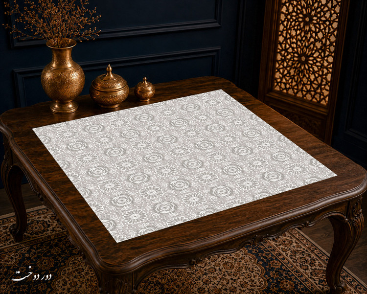 رومیزی مخمل لمینت دار ایران خاتون طرح سنتی کد 70
