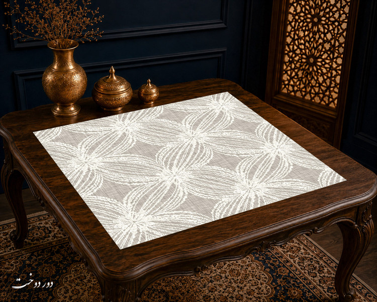 رومیزی مخمل لمینت دار ایران خاتون طرح سنتی کد 68