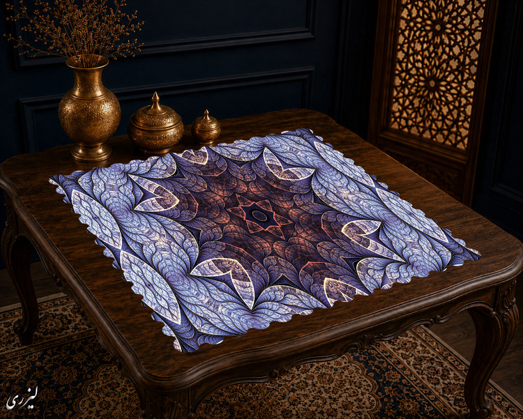 رومیزی مخمل لمینت دار ایران خاتون طرح سنتی کد ۶۰