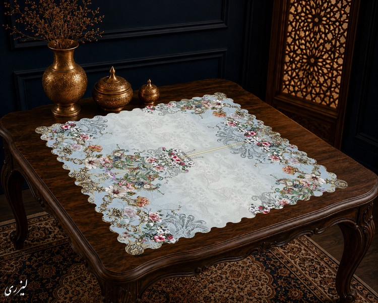 رومیزی مخمل لمینت دار ایران خاتون طرح سنتی کد ۴۶