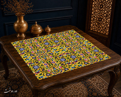 رومیزی مخمل لمینت دار ایران خاتون طرح سنتی کد ۳۲