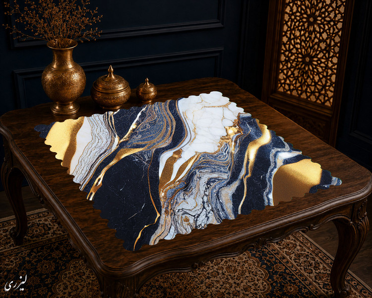 رومیزی مخمل لمینت دار ایران خاتون طرح سنتی کد ۲۴