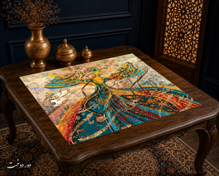 رومیزی مخمل لمینت دار ایران خاتون طرح سنتی کد ۲۷