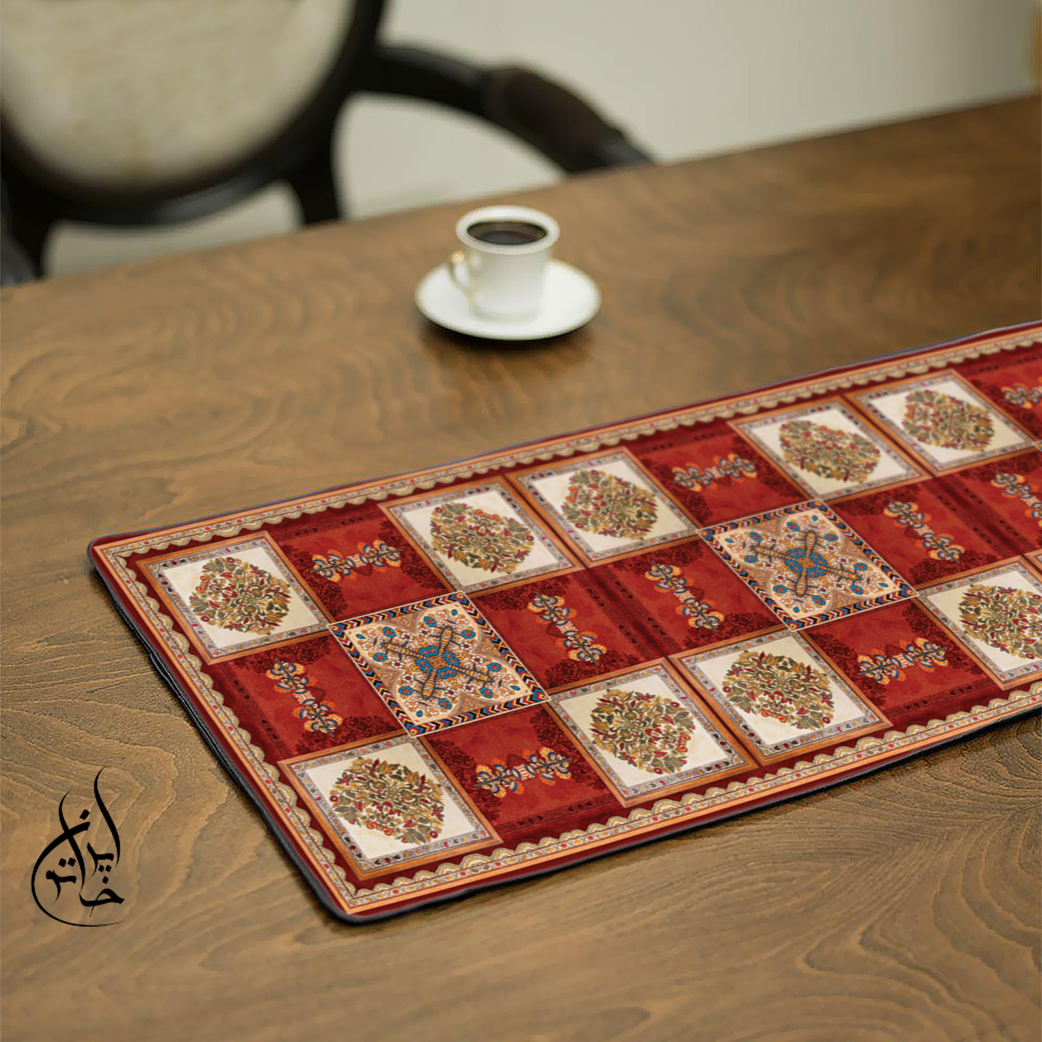 رانر مخمل لمینت دار (مخمل کوبیده) ایران خاتون طرح سنتی کد 96