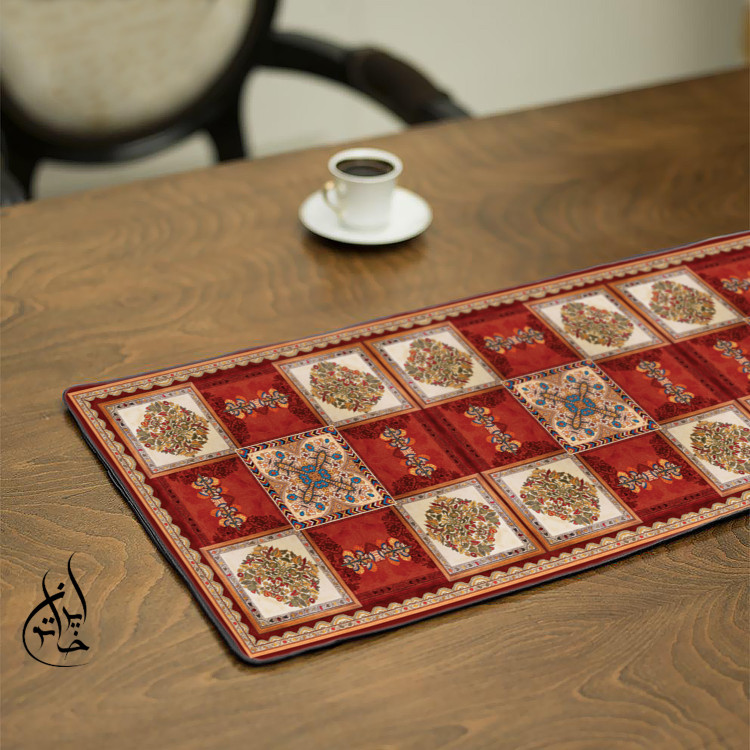 رانر مخمل لمینت دار (مخمل کوبیده) ایران خاتون طرح سنتی کد 96
